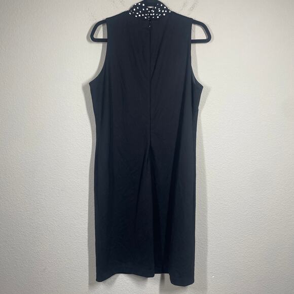 Sara Campbell Large Mock Neck Tie Shift Dress Black Polka Dot Sleeveless - Picture 4 of 9